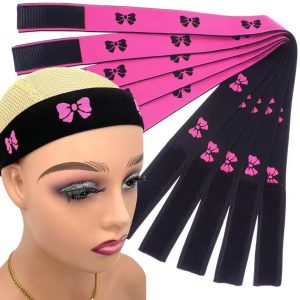 Non-Slip Adjustable Wig Grip Band Set with Bow Accents